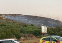 El incendio forestal en Sierra del Arca continúa activo, desalojado el camping La Casita