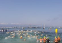 190 deportistas participaron en el X Tragamillas Ciudad de La Línea celebrado ayer en la playa de Poniente